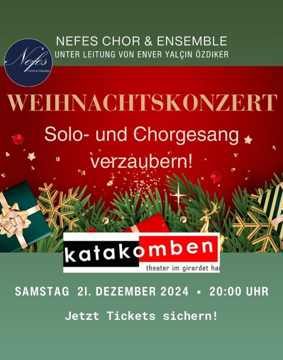 Weihnachtkonzert 21.12.2024 um20:00 Uhr in den Katakomben Essen